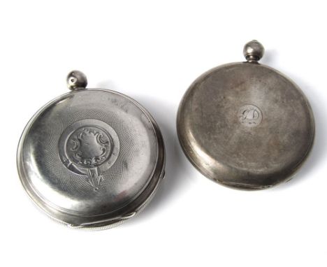 A Victorian sterling silver key wound verge movement open faced pocket watch, white enamel face and subsidiary second dial wi