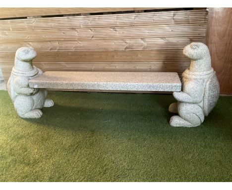 Heavy Granite bench in form of two turtlesCondition Report:One foot have a crack