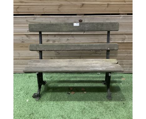 Early 20th century cast iron and wood slatted, foldable garden bench - THIS LOT IS TO BE COLLECTED BY APPOINTMENT FROM DUGGLE