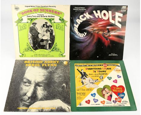 Vinyl records - Film soundtrack to include Conan, Bagdad Cafe, The Adventures of Robin Hood, Twilight of Honor and more (80+)