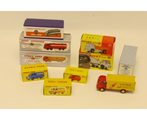 Boxed Atlas Editions Dinky, A collection of  nine commercial vehicles, comprising, 943 Esso Tanker, 514 Guy van, 920 Camion C