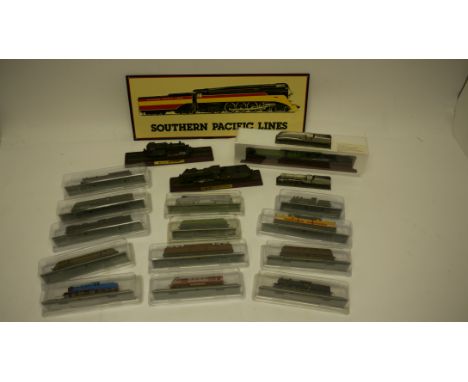 A Group of Static Model Locomotives by Atlas Editions and Others, including 13 International 'N' Gauge loco models, 3 larger 