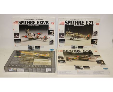 White Metal Aircraft Kits, A quartet of boxed RAF models , 1:48 scale, comprising a Revell 8902, Spitfire Mk V (factory seale