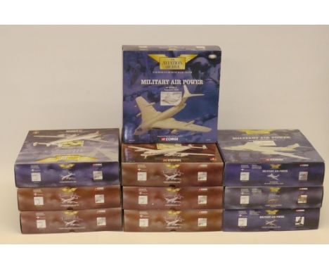 Boxed Corgi Aviation Archive, A group of ten 1:144 scale civil and military aircraft, some limited edition, comprising Fronti