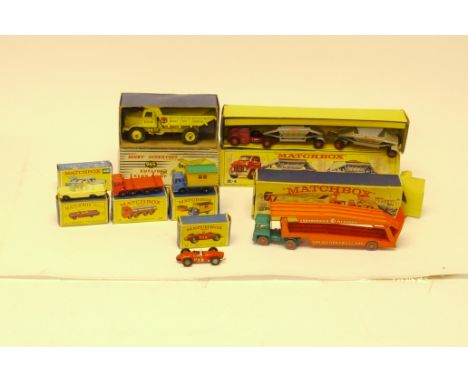 Matchbox and Dinky, Boxed commercial, private and competition models, comprising Matchbox K-4 Fruehauf Hopper Train, M-8 Car 