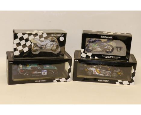 Boxed Minichamps Competition Vehicles, Two limited edition,  1:18 scale examples, BMW Z4 GT3 24h Nürburgring 2012 (missing ae