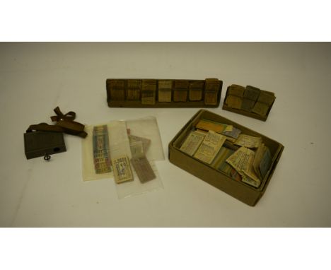 A Collection of Vintage Bus and Tram Tickets with Racks and Toy Bell Punch, ticket types including Bell Punch, Setright, TIM,