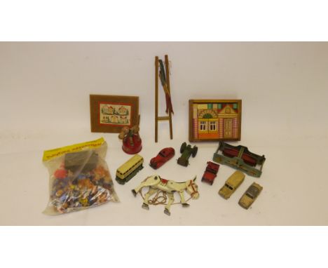 Post-war Games and Toys, Wood, metal and plastic toys and games, playworn including wooden and plastic dolls house items, box