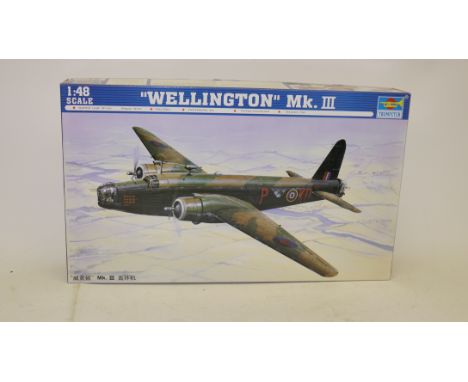 Trumpeter Wellington Model Kit, A boxed 1:48 scale Wellington Mk III WW II bomber, (02823) with factory sealed contents and i