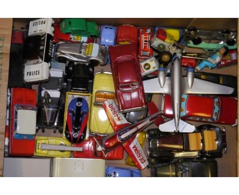 Post-war and Modern Tin Vehicles, A collection of vintage and modern, private commercial and emergency models, including cloc