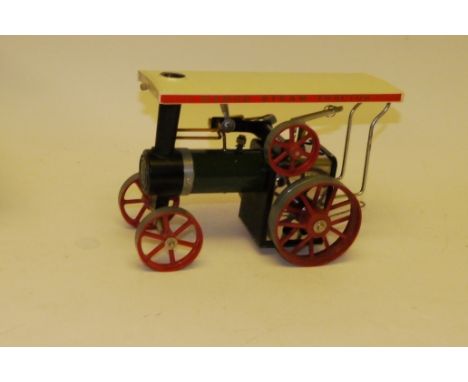 A Mamod TE1a Live Steam Tablet-Fired Traction Engine, a later edition in darker green, Batch no 0512B with replacement whistl