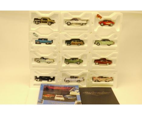 Franklin Mint Classic Cars of the 1950s, A set of twelve 1980s 1:43 scale vintage vehicles, all boxed and packaged apparently