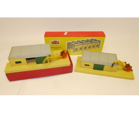 Hornby Dublo 00 Gauge Plastic Building Kits, 5005 Engine Shed, in original picture box, 5020 Goods Depot, 2, one in plain red