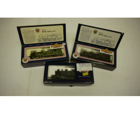 Bachmann 00 Gauge Tank Locomotives, 31-600 LNER green Class V3 7684, 31-606 LNER black red lined V1 448 and 31-450B, BR black