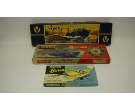  Veron Marine Models, A trio of vintage wooden model kits, for radio control, comprising a River Police Patrol Launch, Vosper