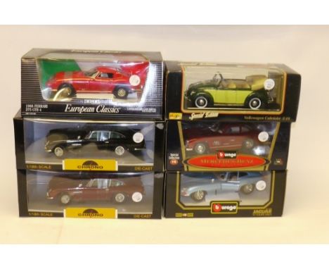 1:18 Scale European Models, A boxed group of vintage vehicles comprising, Chrono H1001 Aston Martin DB5 1963 (green) and H100