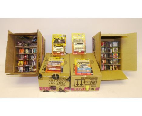 Matchbox Super Fast, Four trade boxes each containing twelve factory sealed 1:64 scale vehicles, 2000s, E, Packaging E, (48)