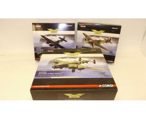 Corgi Aviation Archive, A trio of WWII aircraft, 1:72 scale and limited edition, comprising AA37201 HP Halifax B MK II series