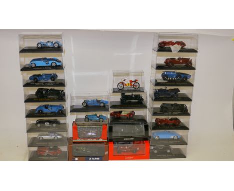 Competition Models, A collection of vintage vehicles, mostly Le Mans models by Ixo, loose in plastic cases, with some damage,