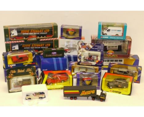 1980s-00s Corgi Toys, including 425 Taxi, 1990 Mini Cooper, 605 Mini Metro, 59503 Eddie Stobart Scania Curtainside Trailer, C