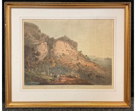 Henry Salt (British, 1780-1827), after, The Town of Abha in Abyssinia, hand-coloured lithograph engraved by L. Bluck, publish