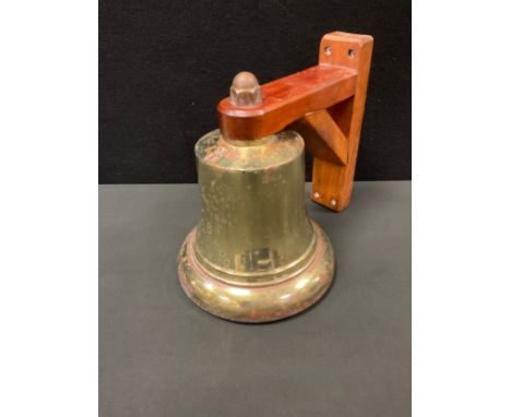 A large mid 20th century Ships or Fire Engine cast brass/bronze bell, impressed marks, ER beneath crown, SCC 2/53,  24.5cm di