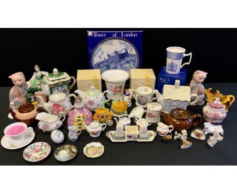 Ceramics - Coalport Fairytales collection Pumpkin carriage &amp; Pumpkin House;  Royal Crewn Derby posies planter;  Royal Dou