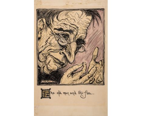 Rackham (Arthur), Attributed to. "The old man and the flea...", from Aesop's Fables, original illustration, pen and black ink