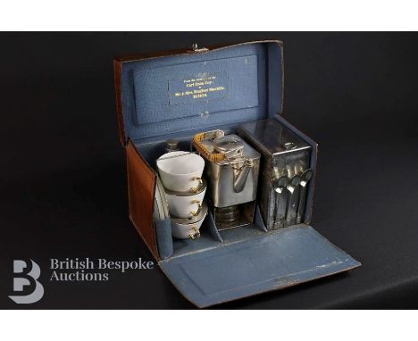 Finnegan's of New Bond Street bespoke picnic set, presented to Mr and Mrs Hughes Macklin in 1916, circa 1916, a honey leather