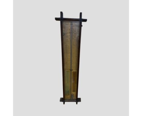 A mercury stick barometer of good quality. Original full instructions form the basis of the back of the barometer case. Also 