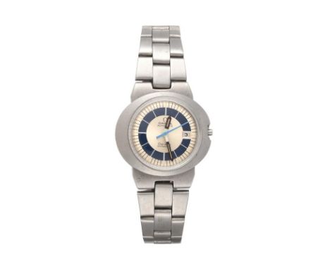 A Lady's Stainless Steel Automatic Calendar Centre Seconds Wristwatch, signed Omega, model: Dynamic, circa 1975, lever moveme