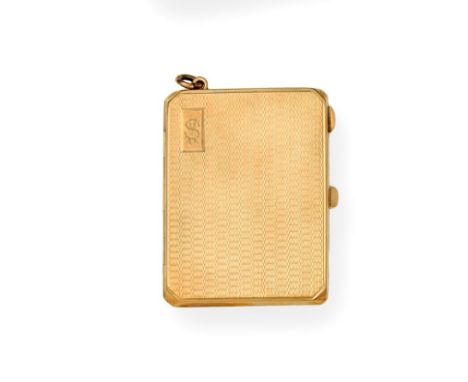 A George V Gold Match-Book Case, by B. H. Britton and Sons, Birmingham, 1932, 9ct, oblong, the hinged cover and base each wit