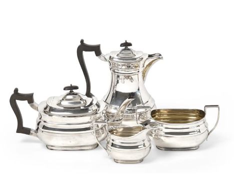 A George V Four-Piece Silver Tea-Service, by William Hutton and Sons, Sheffield, 1919, The Hot-Water Jug 1925, each piece tap