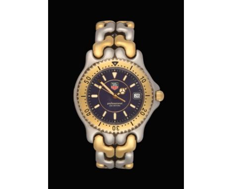 A Bi-Metal Calendar Centre Seconds Wristwatch, signed Tag Heuer, Professional 200 meters, model: Link, ref: WG1127, circa 200