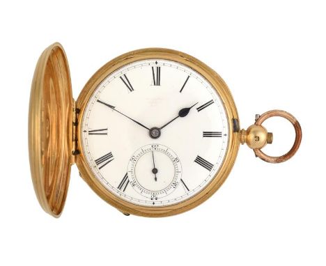 An 18 Carat Gold Full Hunter Duplex Pocket Watch, signed Ashdown, Finch Lane London, 1850, duplex movement signed, split bime