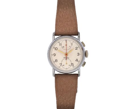 A Military Chrome Plated Chronograph Wristwatch, circa 1948, (calibre Venus 170) lever movement, column wheel chronograph mov