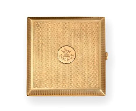 A George V Gold Cigarette-Case, by Fergenbaum and Son, Birmingham, 1922, 9ct, oblong and with engine turned decoration. the c