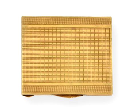 A Yellow Metal Cigarette-Case, Apparently Unmarked, Probably First Half 20th Century, oblong, the hinged cover and base each 