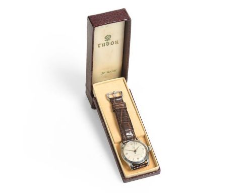 A Stainless Steel Centre Seconds Wristwatch, signed Tudor, Oyster, Shock Resisting, model: Royal, ref: 7934, circa 1955, leve