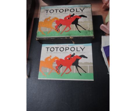 A vintage Totopoly race game with cardboard horses, in original box