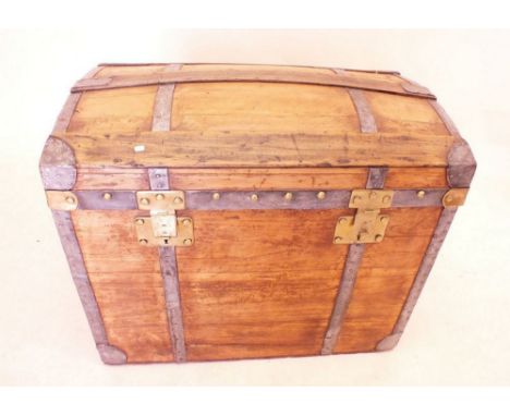 An iron bound dome top lightwood trunk