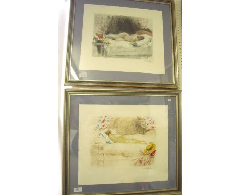 A pair of Antoine Colbert signed prints - 27 x 33cm
