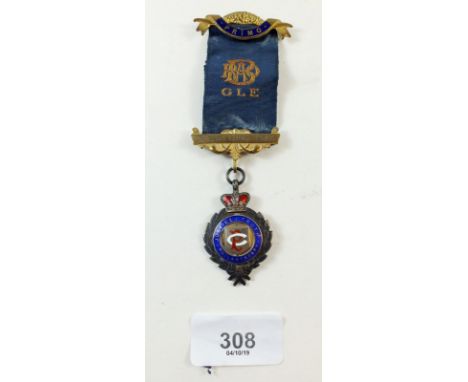 An RAOB silver and enamel medal for A E Jay (2nd Degree), Victory Lodge 1923