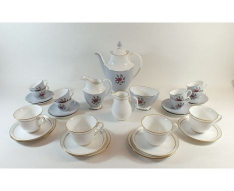 A Royal Doulton vintage Chateau Rose coffee set comprising seven cups and saucers, coffee pot, milk jug and sugar bowl plus a