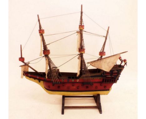 A model of a large sailing galleon 67cm long