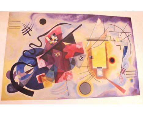 A collection of fifteen coloured modern poster prints by Kandinsky, Matisse, Jean Miro, Paul Klee etc - unframed