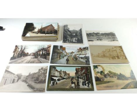 Postcards - Surrey topo including Worcester Park railway station exterior, The Street Puttenham, RP Staff/Customers outside, 