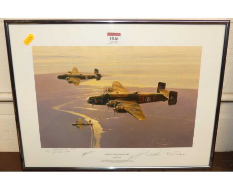 Robert Taylor - Maple-leaf Halifaxes, presentation print signed by crew members to the margin, 24 x 36cmLight fading only.Thi