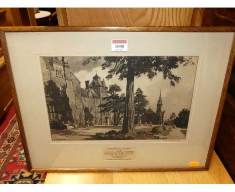 Leonard Russell Squirrell (1893-1979) - Framlingham College, etching, signed and numbered 40/100 in pencil to the margin, 19.