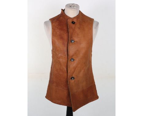 WW1 American 1918 Dated Leather Jerkin, light tan leather with four buttons to the front. Blanket lined interior with origina
